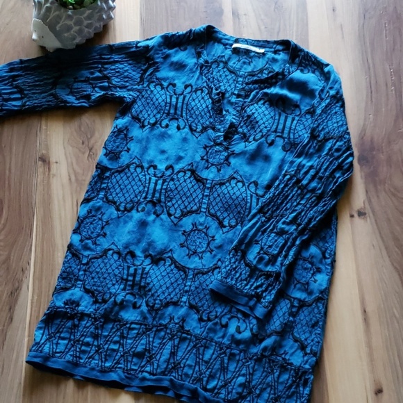 Language Tops - Language Silk Embroidered Top.